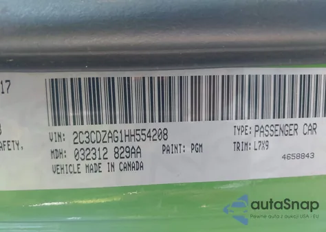 2017 Dodge Challenger Sxt z USA, uszkodzony, nr VIN 2C3CDZAG1HH554208